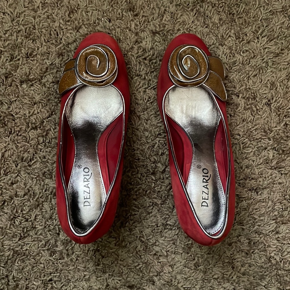 Dezario red suede high heels